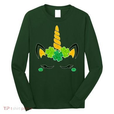 St Patrick's Day Lucky Unicorn Long Sleeve Shirt