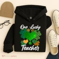 St Patrick's Day One Lucky Teacher Hoodie thumb 4