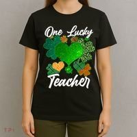 St Patrick's Day One Lucky Teacher T-Shirt thumb 4