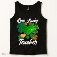 St Patrick's Day One Lucky Teacher Tank Top thumb 2
