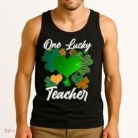 St Patrick's Day One Lucky Teacher Tank Top thumb 3