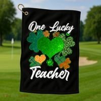 St Patrick's Day One Lucky Teacher Golf Towel thumb 1