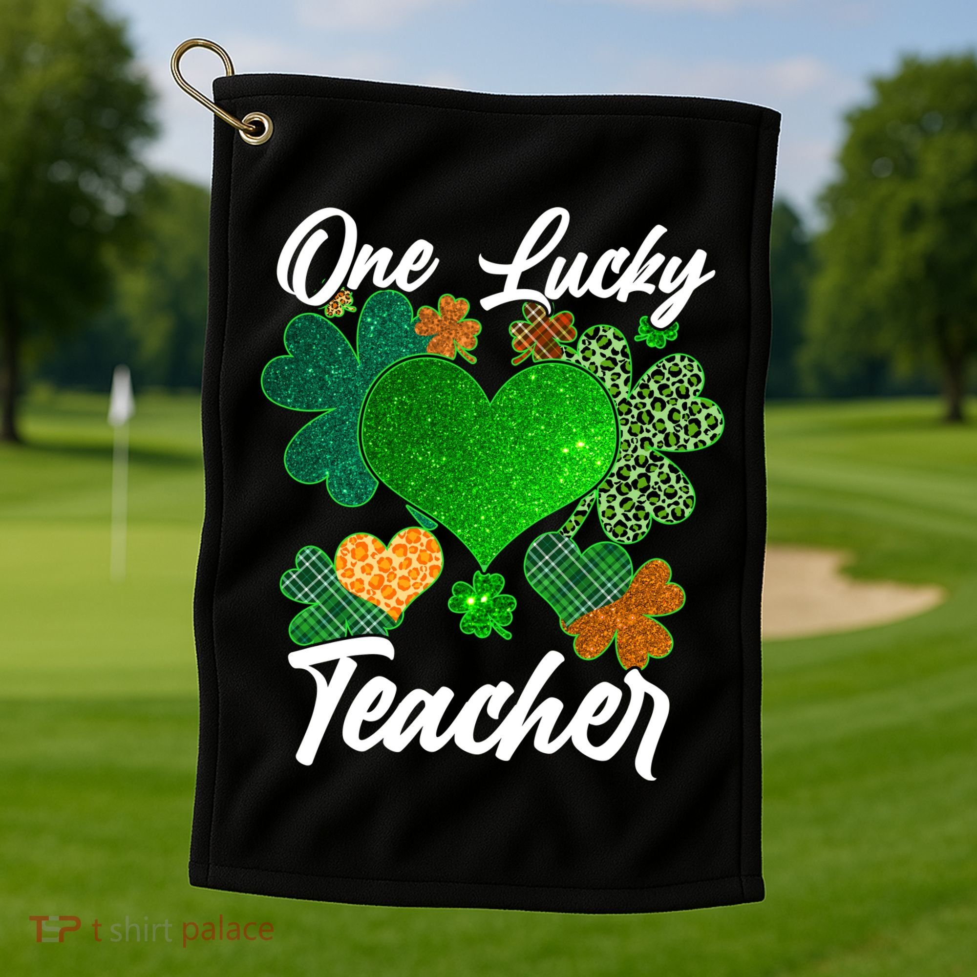 St Patrick's Day One Lucky Teacher Golf Towel