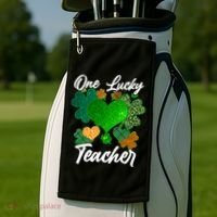 St Patrick's Day One Lucky Teacher Golf Towel thumb 2