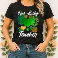 St Patrick's Day One Lucky Teacher Women's T-Shirt thumb 2