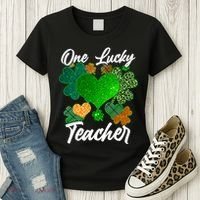 St Patrick's Day One Lucky Teacher Women's T-Shirt thumb 3