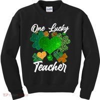 St Patrick's Day One Lucky Teacher Kids Sweatshirt thumb 0