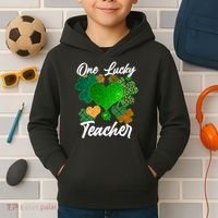 St Patrick's Day One Lucky Teacher Kids Hoodie thumb 2
