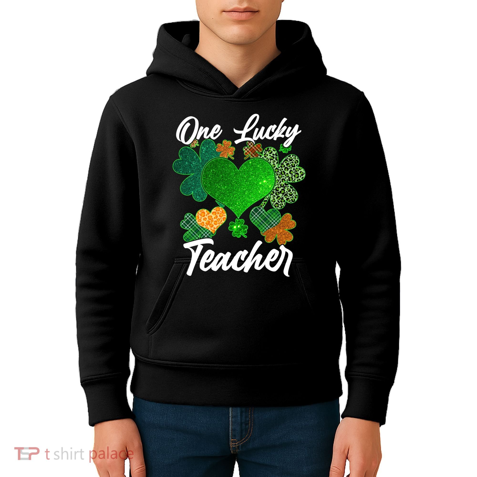 St Patrick's Day One Lucky Teacher Kids Hoodie