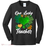 St Patrick's Day One Lucky Teacher Kids Long Sleeve Shirt thumb 0