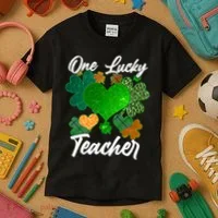 St Patrick's Day One Lucky Teacher Kids T-Shirt thumb 3