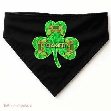 St Patrick's Day Shamrock Gamer USA-Made Doggie Bandana