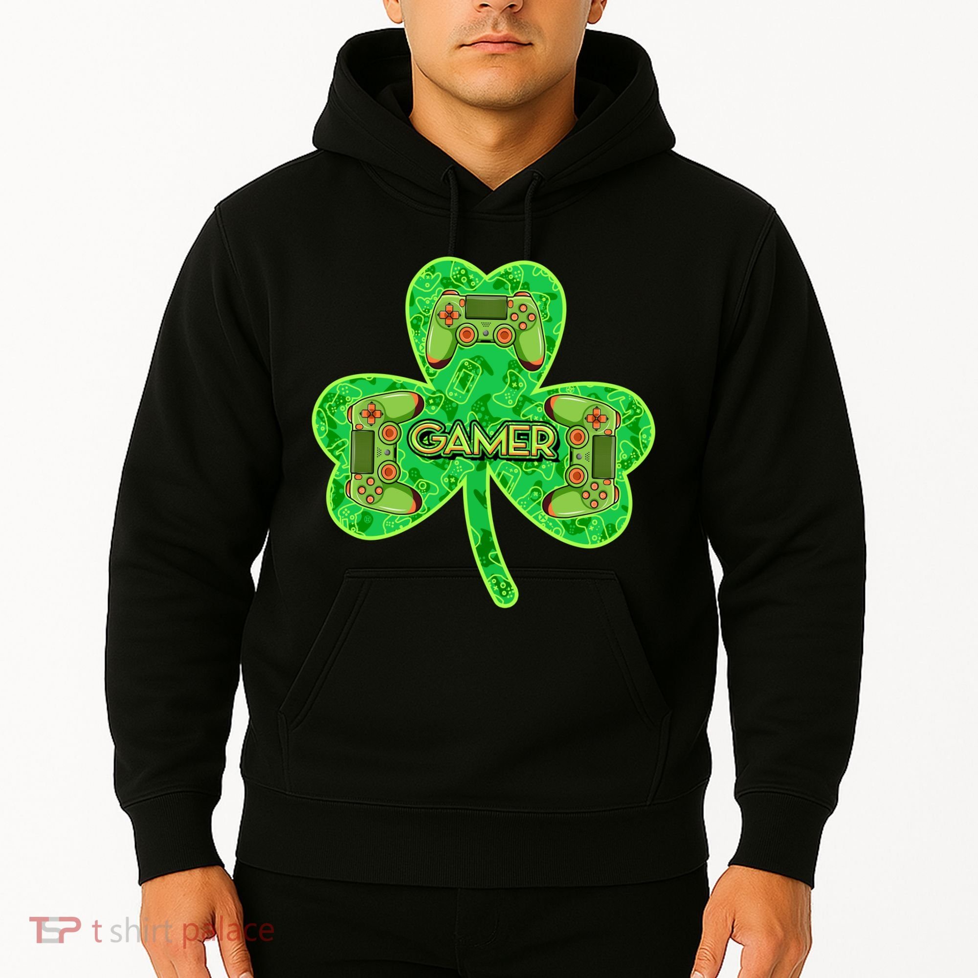 St Patrick's Day Shamrock Gamer Hoodie