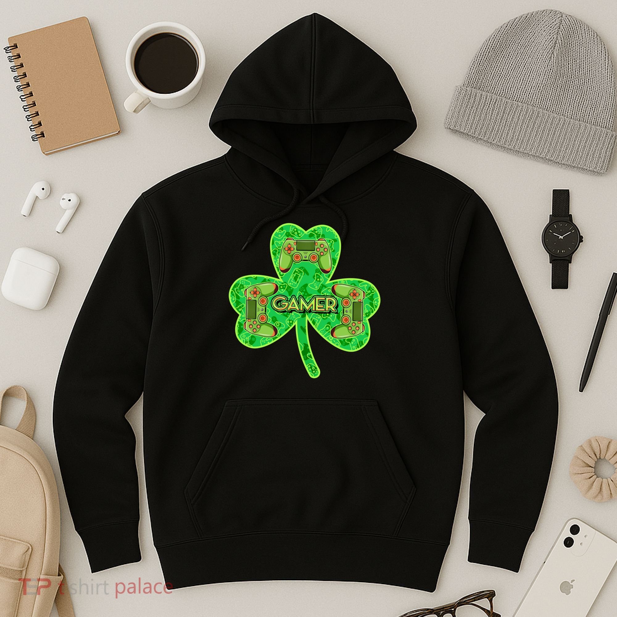 St Patrick's Day Shamrock Gamer Hoodie