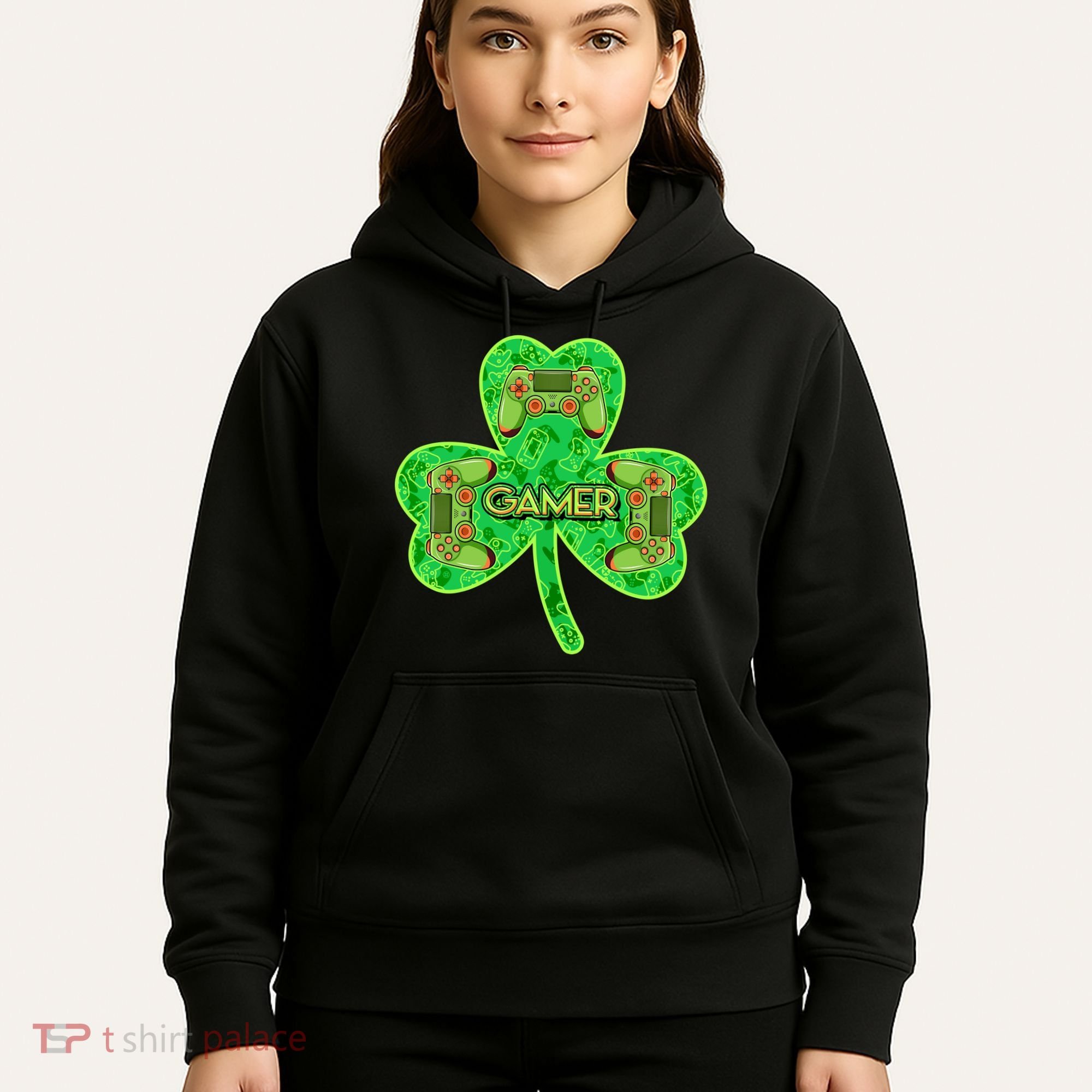 St Patrick's Day Shamrock Gamer Hoodie