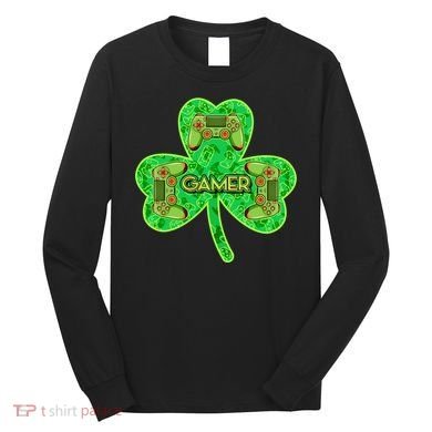 St Patrick's Day Shamrock Gamer Long Sleeve Shirt