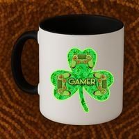 St Patrick's Day Shamrock Gamer Coffee Mug thumb 2