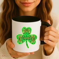 St Patrick's Day Shamrock Gamer Coffee Mug thumb 3
