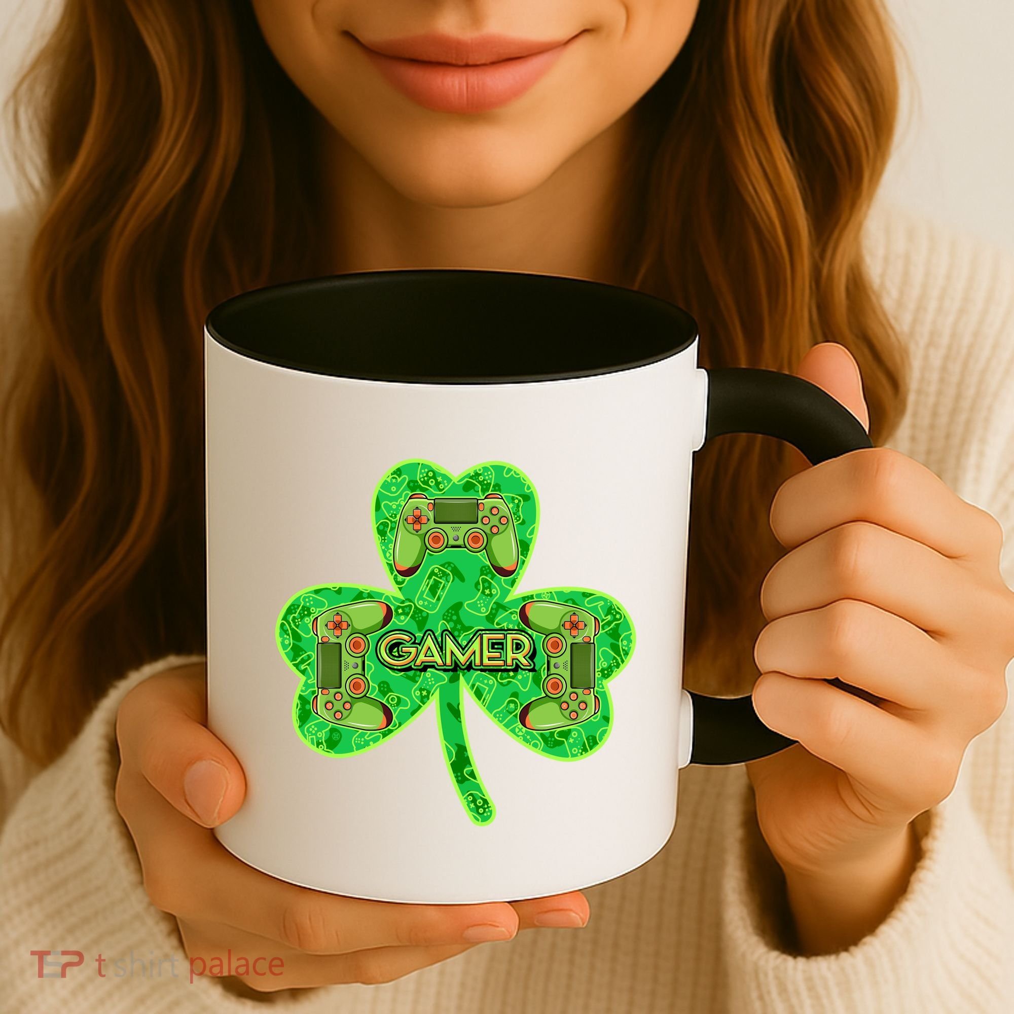 St Patrick's Day Shamrock Gamer Coffee Mug