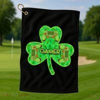 St Patrick's Day Shamrock Gamer Golf Towel thumb 1