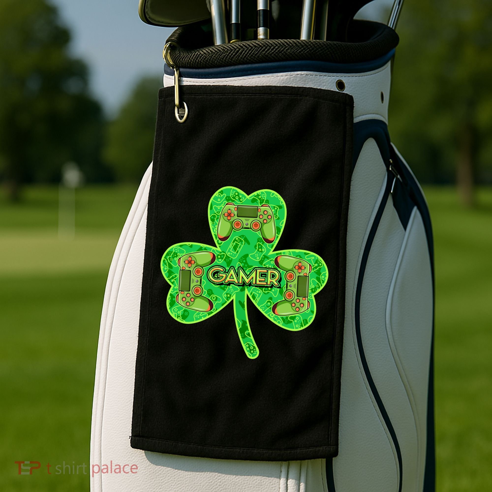 St Patrick's Day Shamrock Gamer Golf Towel