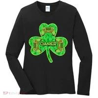 St Patrick's Day Shamrock Gamer Women's Long Sleeve Shirt thumb 0