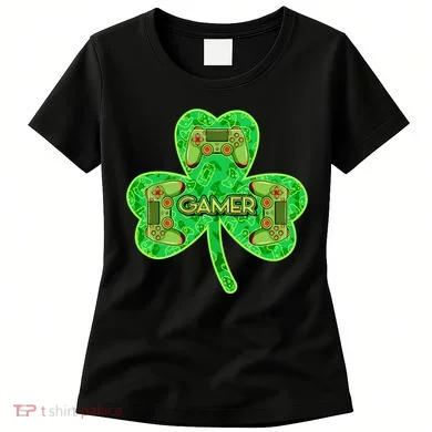 St Patrick's Day Shamrock Gamer Women's T-Shirt