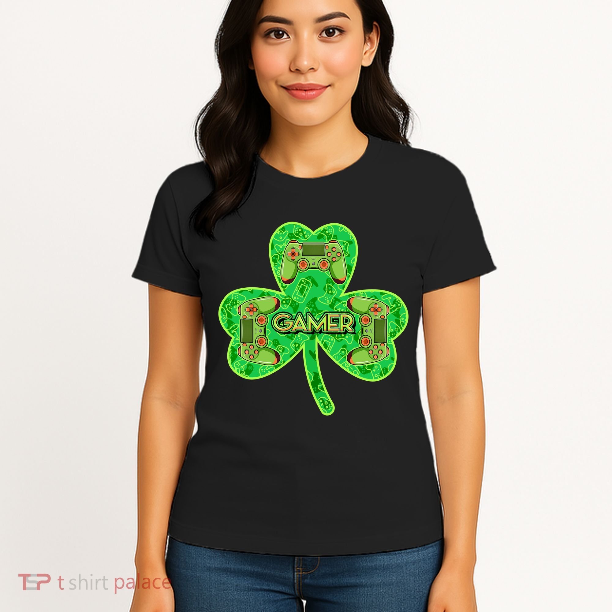 St Patrick's Day Shamrock Gamer Women's T-Shirt
