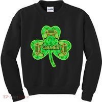 St Patrick's Day Shamrock Gamer Kids Sweatshirt thumb 0