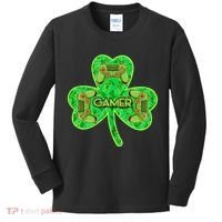 St Patrick's Day Shamrock Gamer Kids Long Sleeve Shirt thumb 0