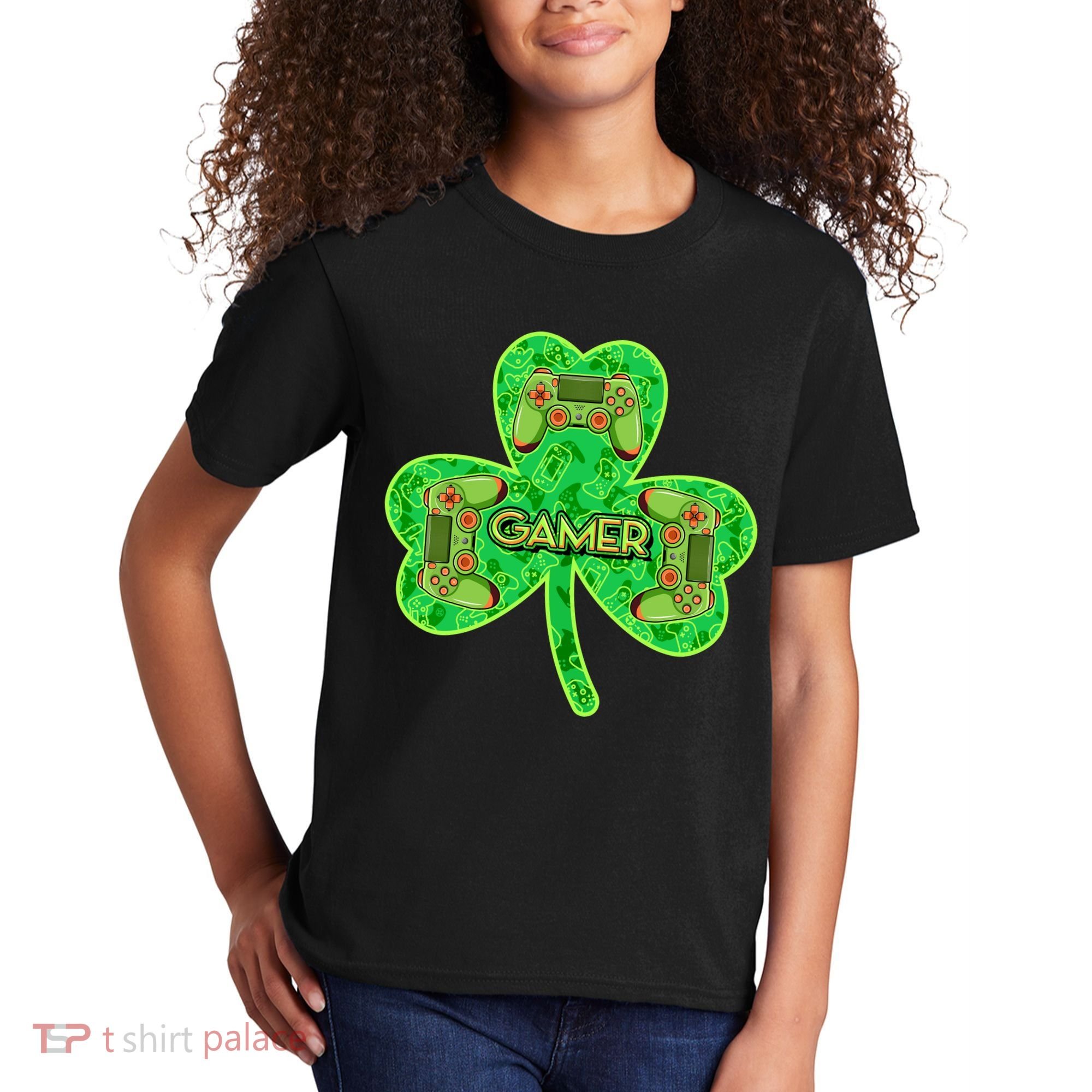 St Patrick's Day Shamrock Gamer Kids T-Shirt