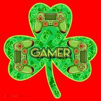 St Patrick's Day Shamrock Gamer Santa Hat thumb 1