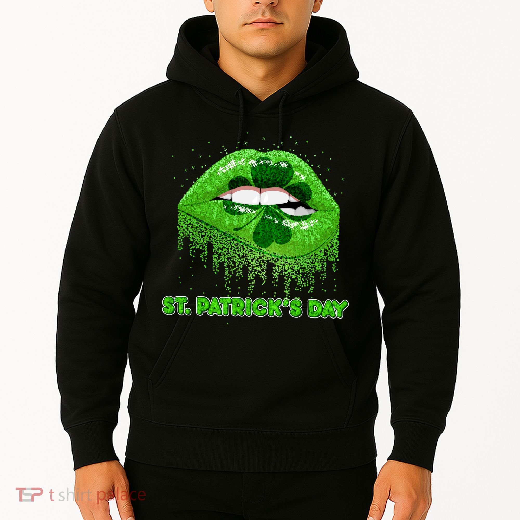 St Patrick's Day Shamrock Irish Lips Hoodie