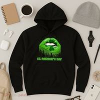 St Patrick's Day Shamrock Irish Lips Hoodie thumb 3