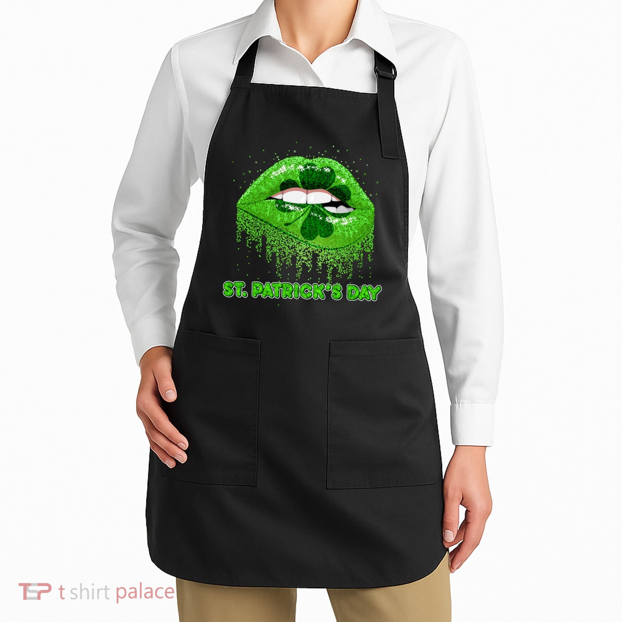 St Patrick's Day Shamrock Irish Lips Apron