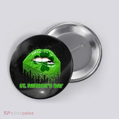 St Patrick's Day Shamrock Irish Lips Button