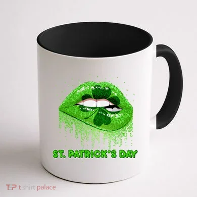 St Patrick's Day Shamrock Irish Lips Coffee Mug back