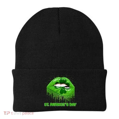 St Patrick's Day Shamrock Irish Lips Beanie