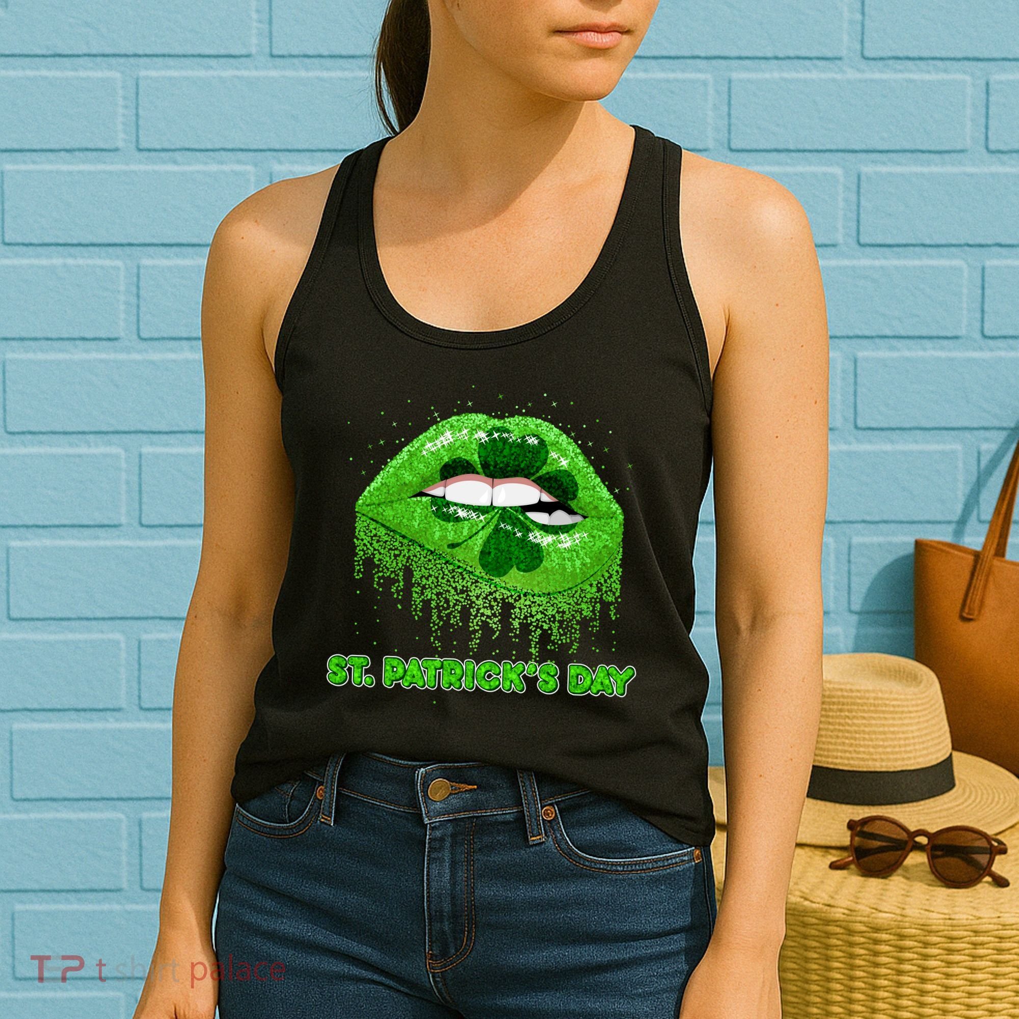 St Patrick's Day Shamrock Irish Lips Women's Tank Top