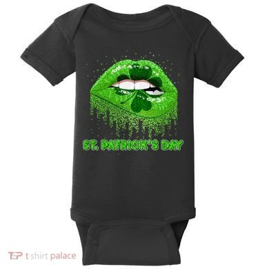 St Patrick's Day Shamrock Irish Lips Baby Bodysuit