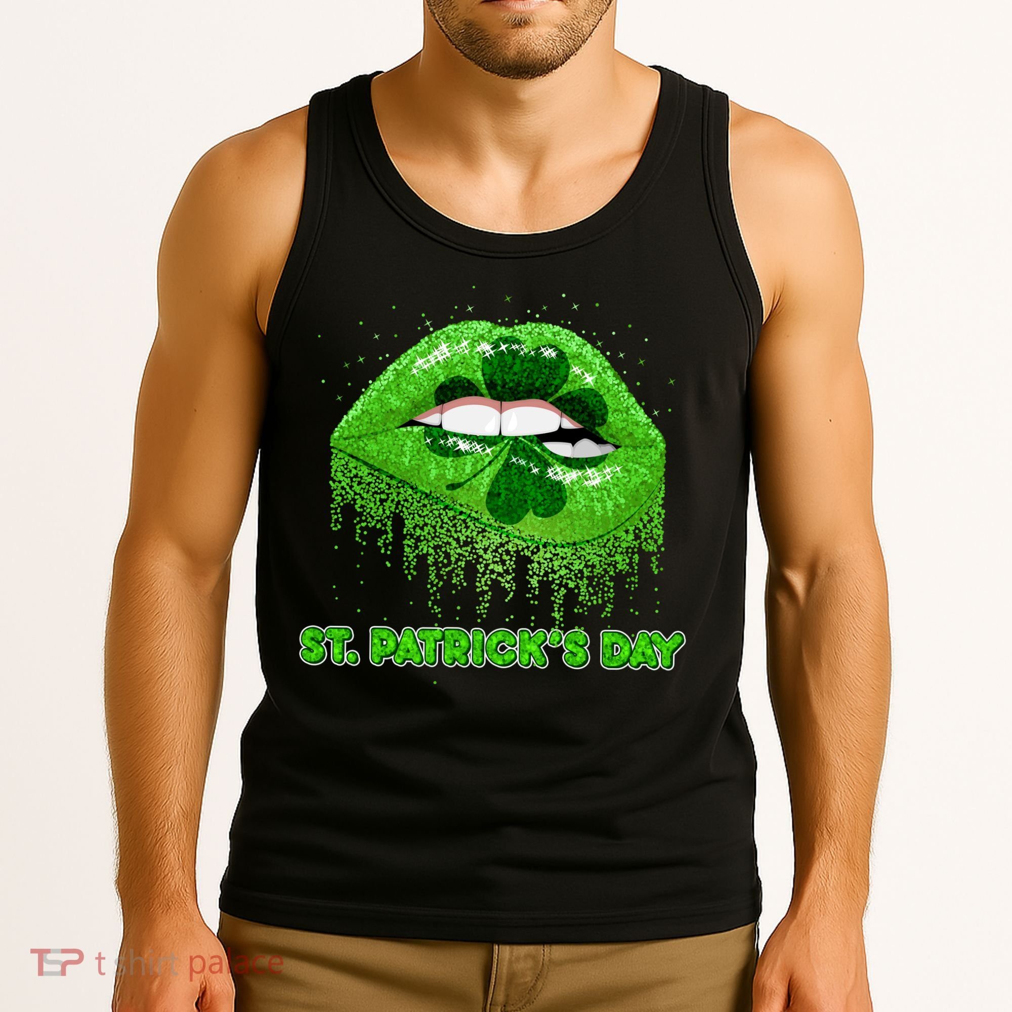 St Patrick's Day Shamrock Irish Lips Tank Top