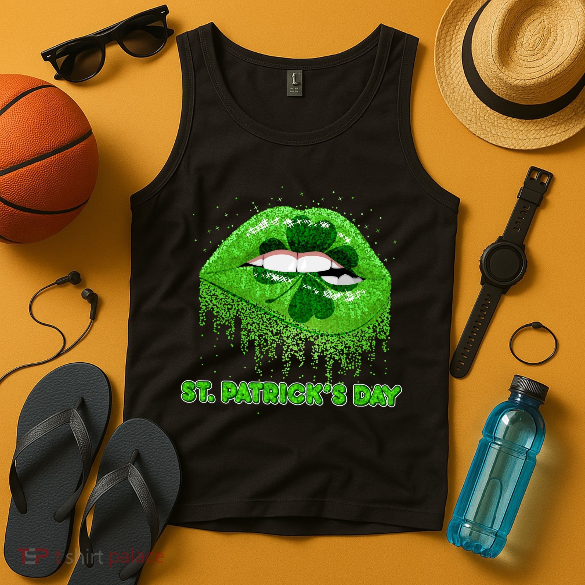 St Patrick's Day Shamrock Irish Lips Tank Top