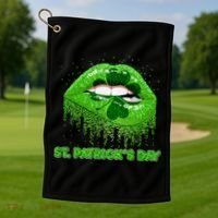 St Patrick's Day Shamrock Irish Lips Golf Towel thumb 1