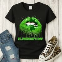 St Patrick's Day Shamrock Irish Lips Women's T-Shirt thumb 3