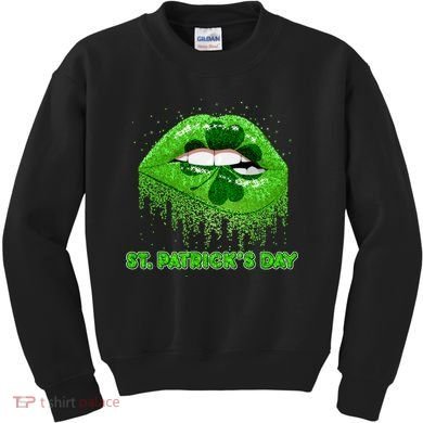 St Patrick's Day Shamrock Irish Lips Kids Sweatshirt