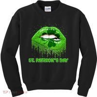 St Patrick's Day Shamrock Irish Lips Kids Sweatshirt thumb 0