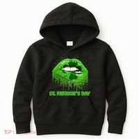 St Patrick's Day Shamrock Irish Lips Kids Hoodie thumb 0