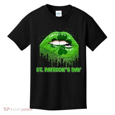 St Patrick's Day Shamrock Irish Lips Kids T-Shirt