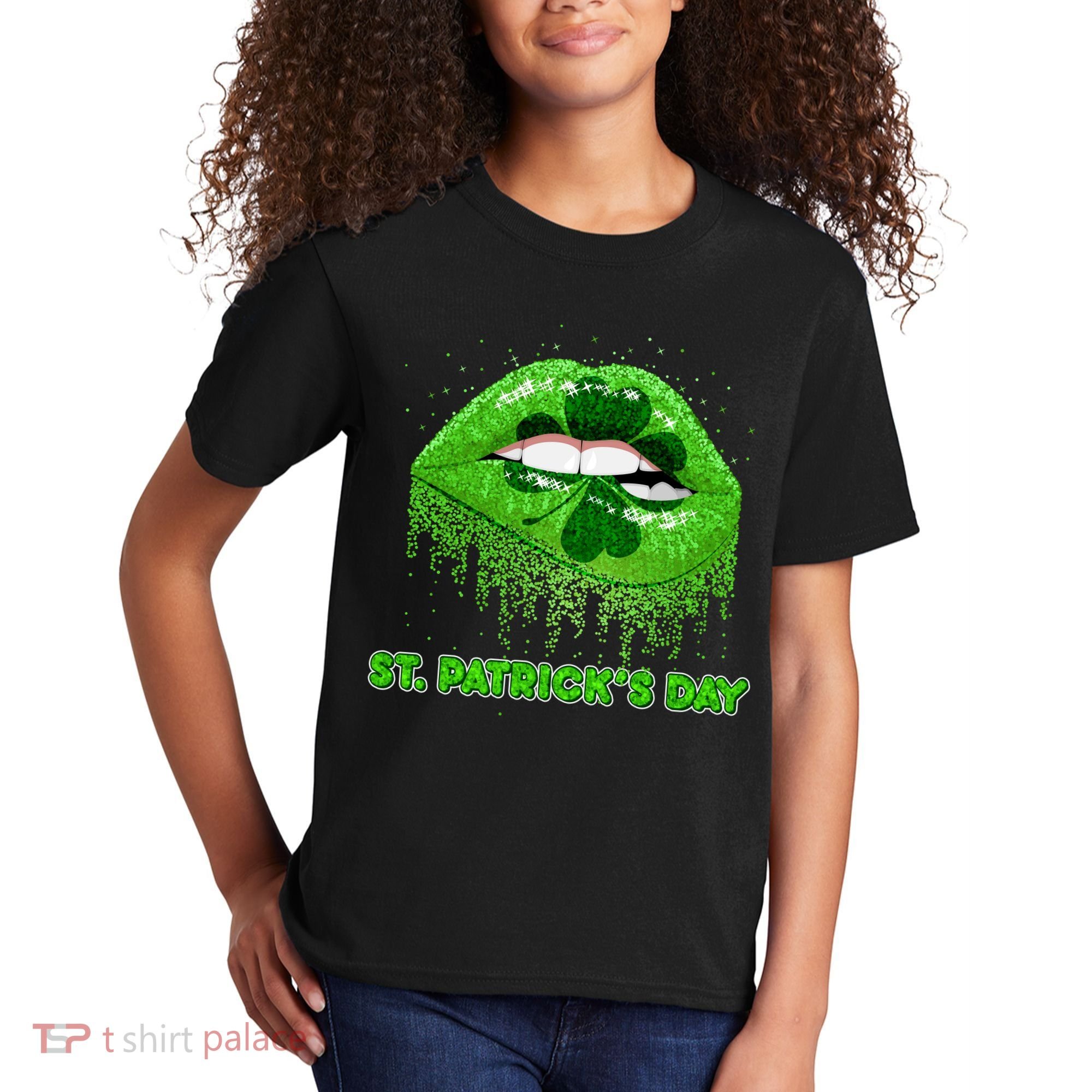 St Patrick's Day Shamrock Irish Lips Kids T-Shirt