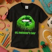 St Patrick's Day Shamrock Irish Lips Kids T-Shirt thumb 3